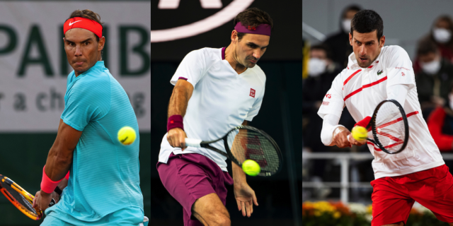 Dlaczego jest tak mało zdobywców Wielkiego Szlema w tenisie? Zdjęcie przedstawia Rafaela Nadala, Rogera Federera i Nowaka Djokovicia, którzy zdominowali przez ostatnie kilkanaście lat męski tenis - żaden jednak nie zdobył Wielkiego Szlema