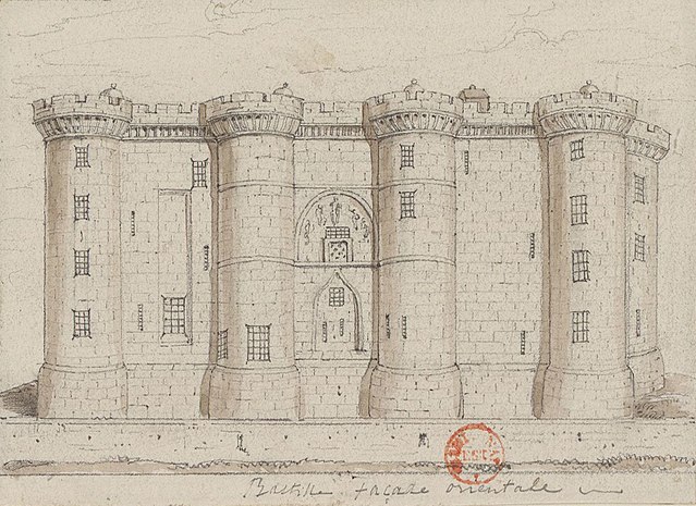 Dlaczego Bastylia została zaatakowana i zburzone? Obraz przedstawia rysunek wschodniej fasady twierdzy z ok. 1790 roku